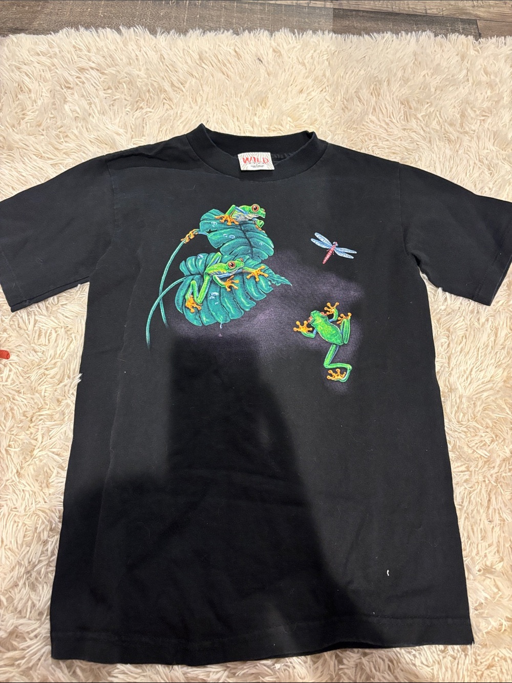Wild Republic Black Short-Sleeve Frog Graphic Tee - Tropical Frog Art